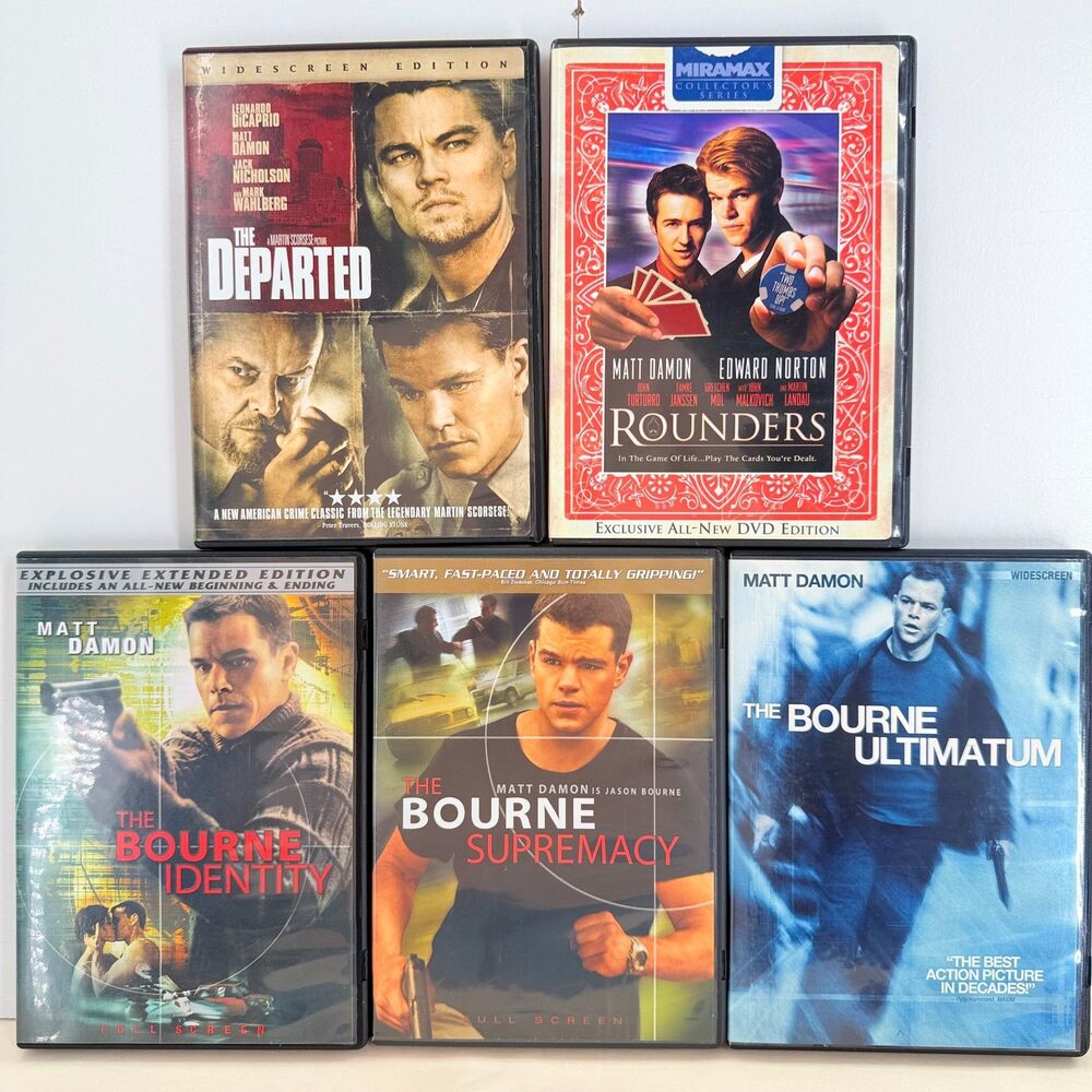 Matt Damon Bourne Trilogy DVD Lot Departed Rounders